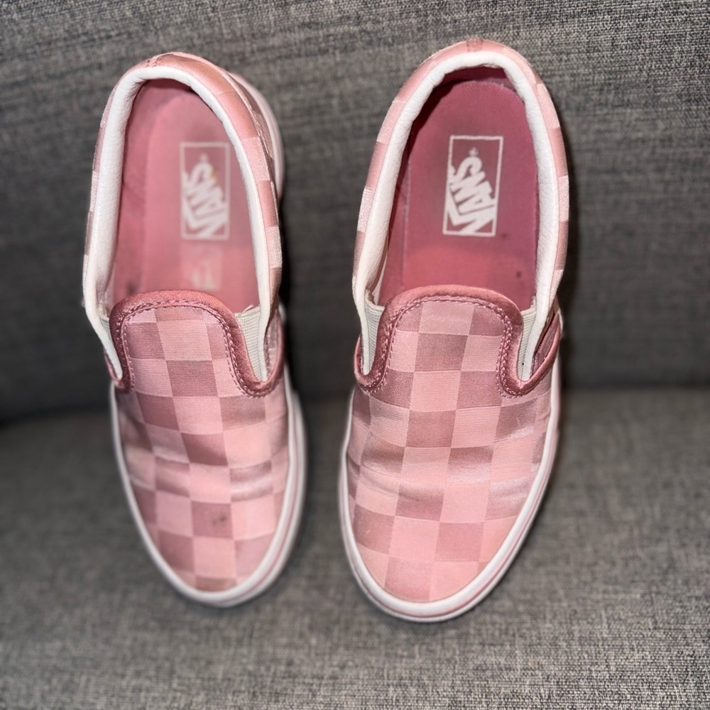 Vans Kids Little Girls Pink and White Checkered Slip-On Sneakers Girls Size 2 - Picture 16 of 16